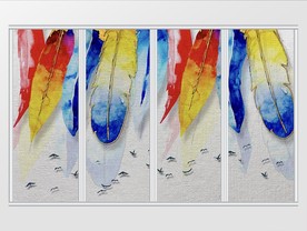 现代简约手绘彩色羽毛移门