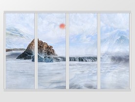 简约大理石纹理风景移门