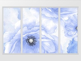 蓝色钻石唯美花卉移门