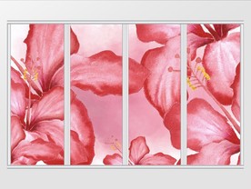 唯美粉色花卉移门