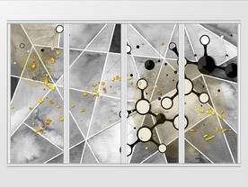 现代简约几何图案金色移门