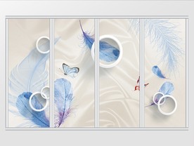 现代唯美简约羽毛蝴蝶移门