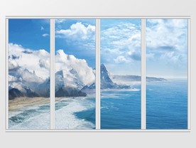 新中式雪山海景移门