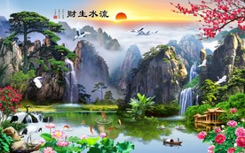 聚宝盆山水背景墙