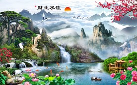 流水生财背景墙