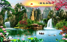 流水生财背景墙