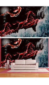 天马马到功成飞马背景墙玄关装饰