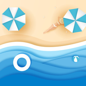 矢量蓝色海洋沙滩背景图