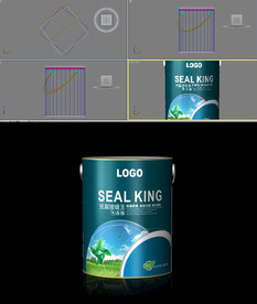 油漆涂料圆罐包装效果模型