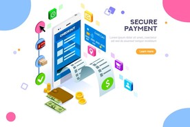 手机在线移动安全支付付款插画