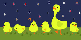 儿童插画小黄鸭和小鸡仔