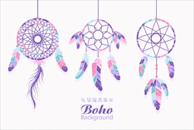 波希米亚时尚羽毛花环吊环