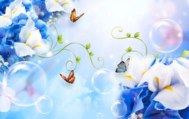 唯美蓝玫瑰3D电视背景墙