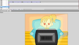 晚上女孩在家里看电视9秒