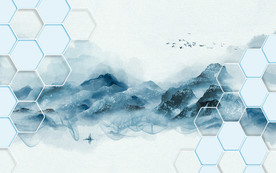 新中式山水背景墙装饰画