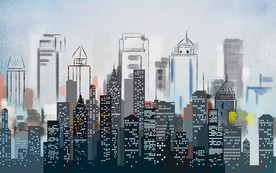 时尚城市建筑背景墙