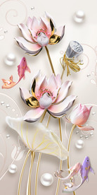 新中式浮雕荷花立体