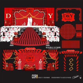 红黑百老汇主题婚礼设计