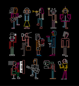 酒吧霓虹灯线条插画系列01