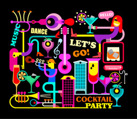 酒吧霓虹灯线条插画系列07