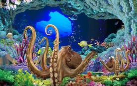 高清海底世界3D电视背景墙