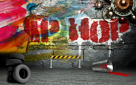 说唱摇滚涂鸦工装背景墙