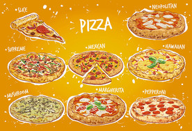 披萨矢量插画海报设计