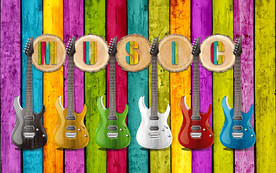 吉他木纹酒吧背景墙