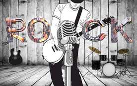 立体木纹摇滚酒吧背景墙