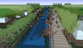 湖边江边河边风光带景观带步行街