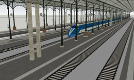 欧式火车站高铁站站场站台模型图