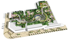 小区景观公园景观亭湖广场步行街