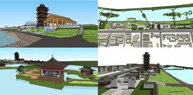 景观湖公园道观古亭古塔寺庙祠堂