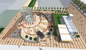 现代景观商业下沉广场步行街模型