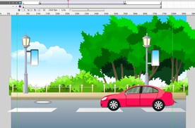 城市道路的车辆形式红色车