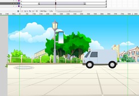 广场上的面包车行驶动画