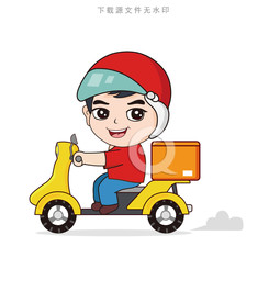 Q版卡通外卖骑手