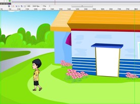 少年在后院花园里面走过10秒