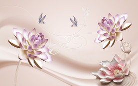 时尚蝴蝶莲花浮雕电视背景墙