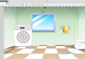 冲凉房盥洗室里的洗衣机5秒动画