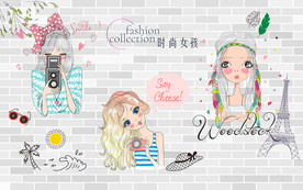 时尚少女背景墙