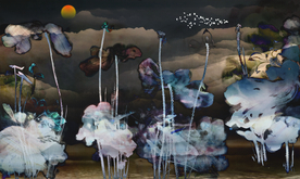 水墨荷花 大型荷花屏风