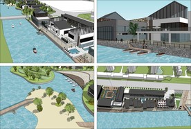 商业街景观湖公园古镇游园风光带