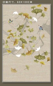 银杏装饰画 高清银杏花鸟