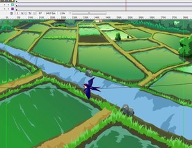 燕子飞翔在田野上空6秒动画