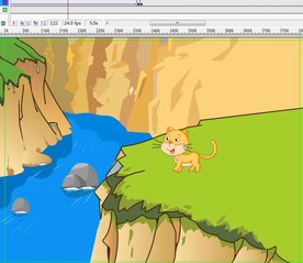 小猫在山间河边走过9秒