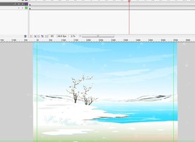 冬天雪地里的河边下雪6秒