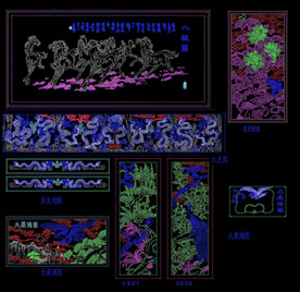 八骏图孔雀开屏