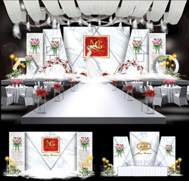 红白色主题婚礼 大理石婚礼