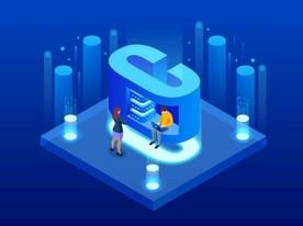 矢量抽象网络空间字母C立体插画